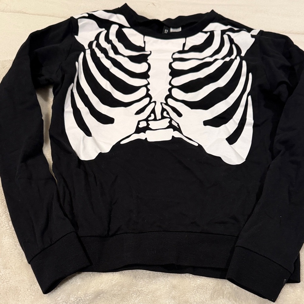 H&M Black and White Skeleton Sweatshirt